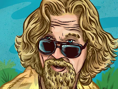 THE DUDE design drawing illustration portrait procreate the big lebowski