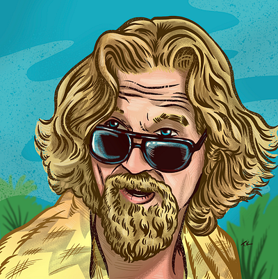 THE DUDE design drawing illustration portrait procreate the big lebowski