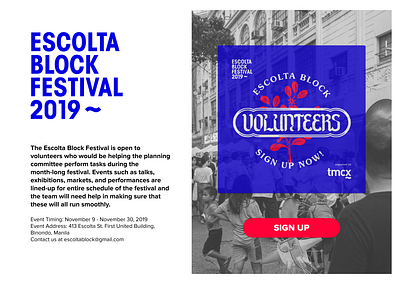 Daily UI Challenge 001 (Version 2) - Escolta Block Festival 001 dailyui dailyui 001 design festival