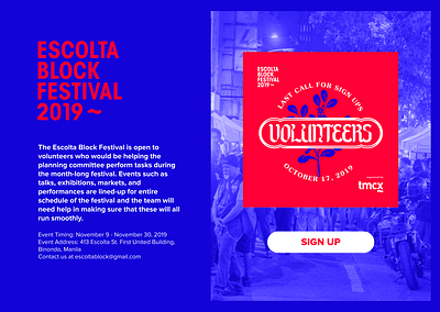 Daily UI Challenge 001 (Version 1) - Escolta Block Festival 001 dailyui dailyui 001 design festival