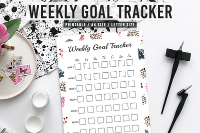 Free Goal Tracker Printable V2 background business calendar daily date do education exercise graphic illustration lettering month monthly note notebook office organization organizer paper plan