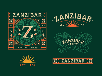 Zanzibar bamboo branding cocktails drink illustrations mai tai neon tiki bar tropical zombie