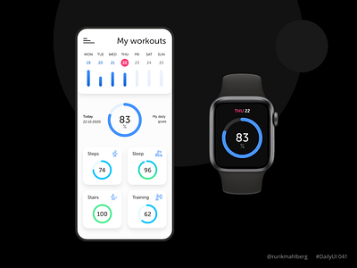 Workout tracker app app apple watch daily ui design fitness health minimal mobile sport tracker trendy ui ui ux workout