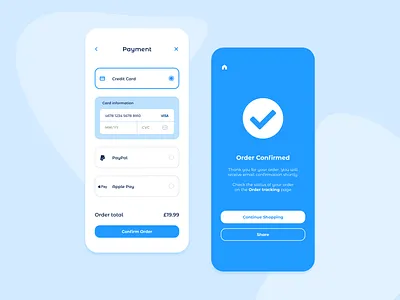 Payment & Order Confirmation App app app design blocks confirmation ecommerce mobile mobile ui order payment shop type typogaphy ui uiux ux web web design