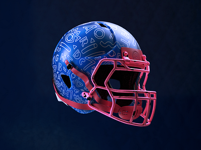 TEAM LIGHTBOARD cinema4d football helmet mockup