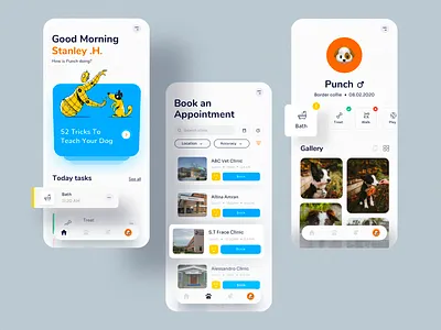 Pet Caring App Design app appdesign booking cat clean colors concept creative design dog dribbble graphic illustration pet pet care pets product ui uidesign ux
