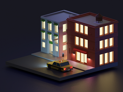 Street Scene 3d blender blender3d car cycles evee illustration lowpoly newbie