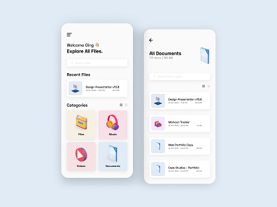 File Manager App 3d app concept documents explore explorer file management file manager files illustration ui