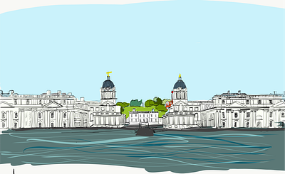 Old Royal Naval College, Greenwich. design drawing illustration illustrator ipad ipadpro landscape london