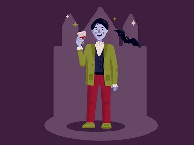 funny vampire bat flat halloween illustraion vampire vector