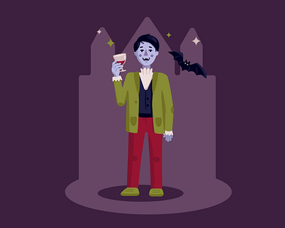 funny vampire bat flat halloween illustraion vampire vector