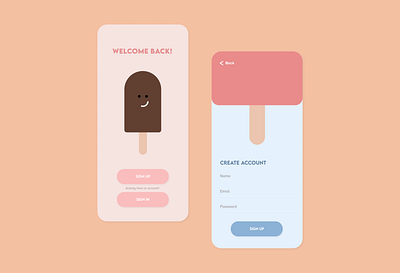 sign-up design branding colour icecream illustration minimal signup ui ui design ux visual design