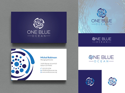 One Blue Ocean Branding branding hand drawn logo logo and brand identity logo and branding logo and print logo design logo print logodesign minimalist logo ocean ocean logo printing design vintage logo