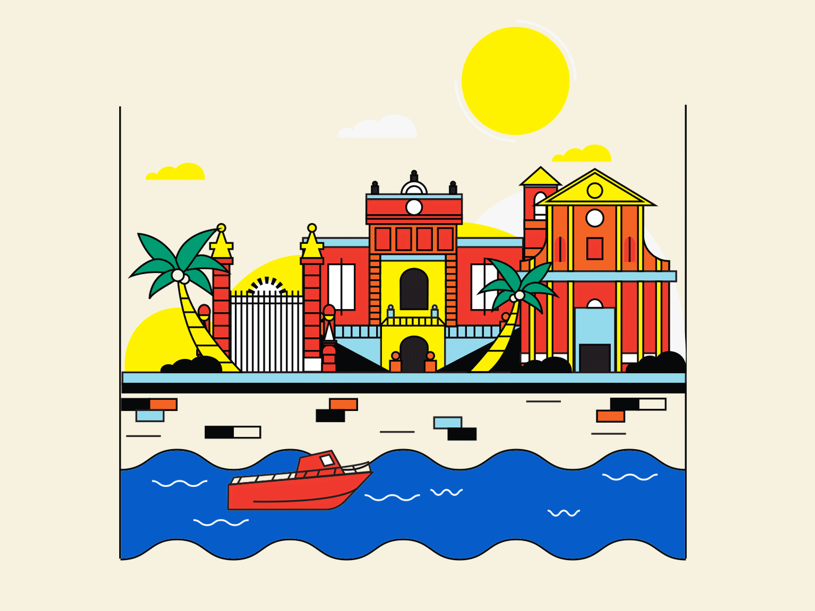 Bagheria colorful digital graphic illustration illustration art illustrator italy photoshop photoshop art vintage