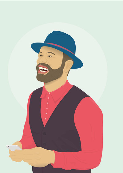 Happy guy in a hat illustration vector vector graphics vector illustration