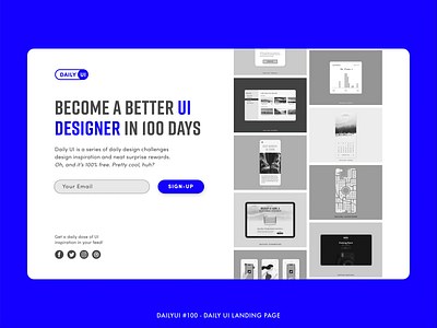 Daily UI #100 - Daily UI Landing Page 100 adobe xd animation challenge daily 100 daily challange daily ui dailyui design interaction interface landing landing page minimal page ui ux web website