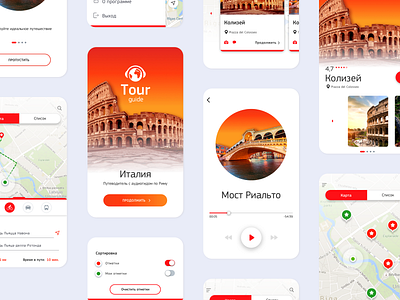 Tour Guide Mobile app 2 app design illustrator mobile mobile app typography ui ui design ux vector
