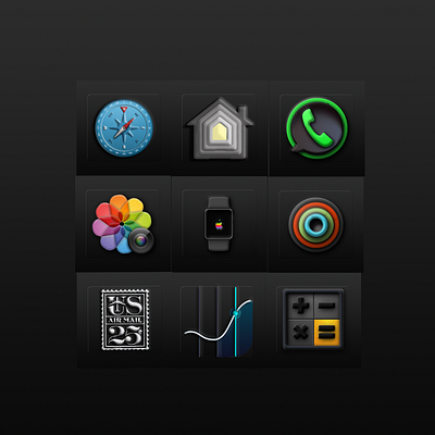 Embossed Dark 2 apple dark mode design designer icon icon pack ios iphone jailbreak kid1carus theme theming