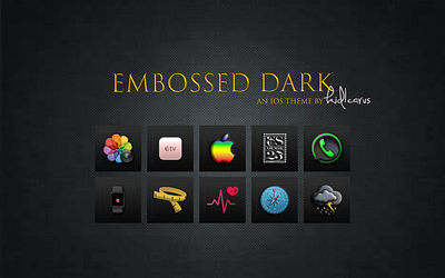 Embossed Dark dark mode design icon ios jailbreak theme