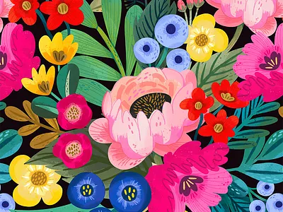 Garden of Paradise floral pattern bold bright floral floral pattern flowers pattern raster