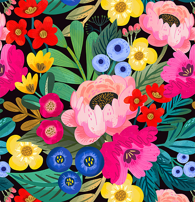 Garden of Paradise floral pattern bold bright floral floral pattern flowers pattern raster