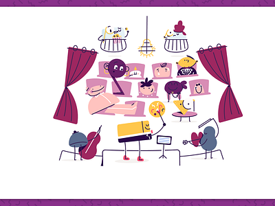 Musical styles quest 2 boston chairs character character design characters conductor curtains education fun illustration music musical opera opera house playful stage symphony whimsical