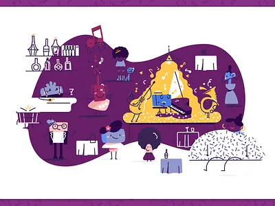 Jazzy baby boston cafe character character design children club coffee cute illustration jazz kidlit liquor piano restaurant simple venue whimsical