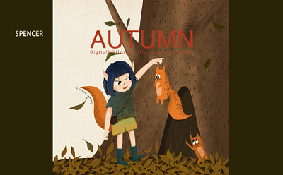 The little girl with the fox in autumn illustration art artist artwork autumn children children book illustration design digital illustration digital painting digitalart draw drawing iapd illustration ipadart ipadpro ipadprocreate picture book procreate art