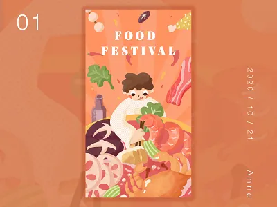 Food festival website banner app banner branding cute delicious delicious food design eating food food festival hotpot icon illustration meet minimal orange ui ux yellow