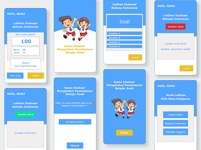 Childrens Understanding Educational Mobile App 3d andoird blue children education educationgame game ios java minimalist mobile ui mobileapp quiz school student ui uiux