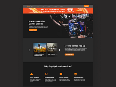 Landing for GamePow landing ui web design
