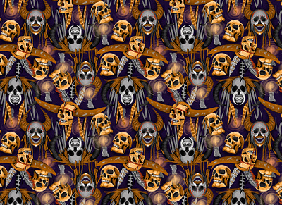 Skull Patern colorful illustration naga pattern patterns skull skull art textile
