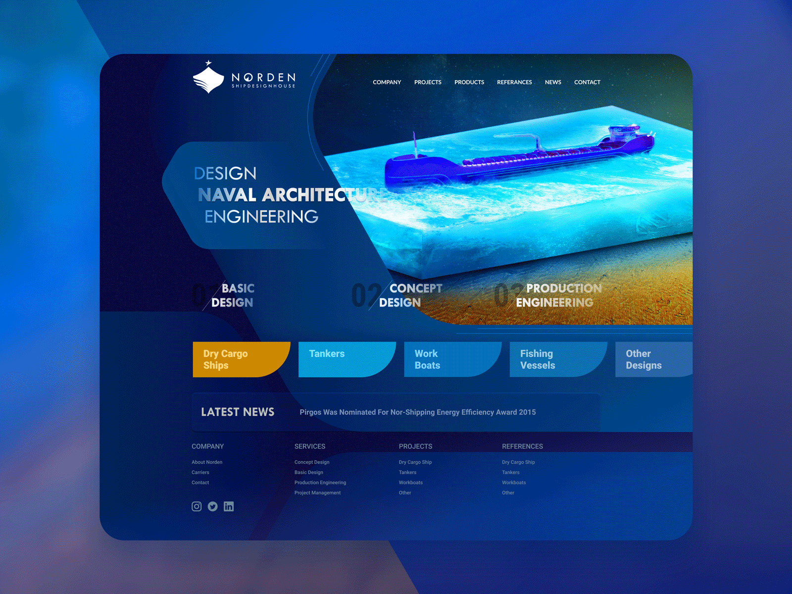 Norden Ship Design House | Web Page Design poster art ship site ui website design