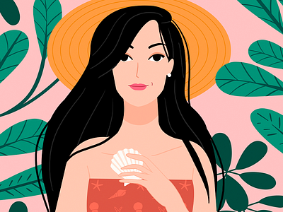 Collecting Sea Shells beach beach party brunette character faces fun holiday italy nature ocean pattern sea seashells skillshare spain summer sun travel tropical woman