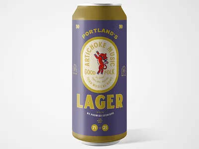 Good Folk Lager Artichoke Music beer can beer label brand brand design brand identity branding good folk lager logo music portland type