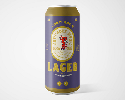 Good Folk Lager Artichoke Music beer can beer label brand brand design brand identity branding good folk lager logo music portland type