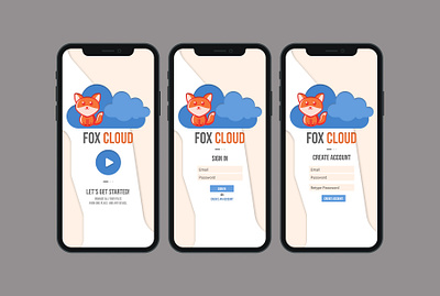 Fox Cloud Log in and Registration (Cloud Storage Application) app design figma mobile app design ui