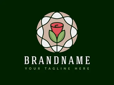 Rose Garden Emblem Logo apparel beauty colorful cosmetics logo creative creativity fashion logo flower flower shop flower store logo garden gardening glass healthy rose spa stained glass trending logo wellness woman