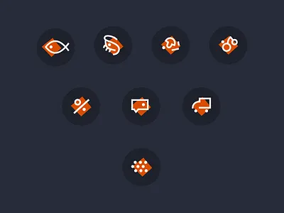 Wild fish — icon set buttons comment crib delivery fish fishing fruit icon set icons lu4 mark mushrooms ocean river sale set web web design wild