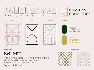 Kamila's cosmetics - rebranding. branding golden ratio goldenratio logo logogeneration minimalist logo
