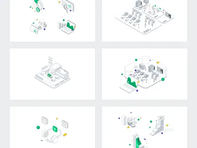 Isometric illustrations set for IoT company dots gradients illustration isometric isometric art isometric design isometric illustration vector