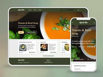 Quick Bite - Recipe Responsive Website branding design mobile design responsive design ui ux webdesign website design