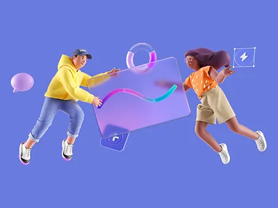 Pitch characters 3d c4d character cinema4d diversity hero illustration mascot octane pitch render slide