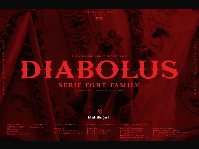 Diabolus - Serif Font Family - Multilingual alphabet typography branding creative market font design font family gothic font graphic design identity design multilingual old fashioned open type serif serif font serif typeface typeface typeface design typographic typography typography art vintage font