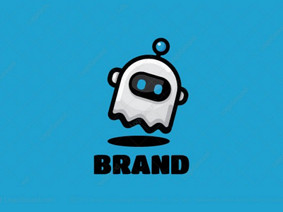 Ghost Bot Logo artificial bot branding computer cute ghost intelligence internet logo logos robot software technology