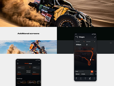 Rally application art artwork dakar design flat glass illustration ios map minimal mobile mobile app mock up rally realistic typography ui ux