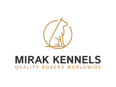 Mirak Kennels logo america boxer brand branding color design dog graphic icon illustration lettering logo minimal outline pet typography usa ux vector veterinary