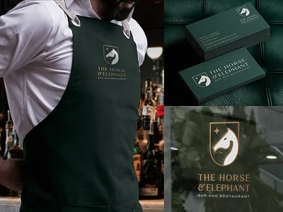 The Horse & Elephant Branding Design bar brand identity brand identity design branding business card design designer for hire elephant graphic design green horse logo logo design loung bar luxury luxury logo monogram restaurant vintage