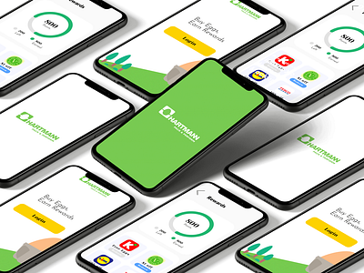Hartmann Rewards App Concept app education green hartmann iphone kea packaging rewards sketch sketchapp sustainable white yellow