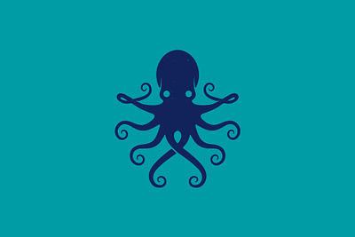 Blue Octopus Animal Logo Template animal brand identity branding clean design creative market freelance logo designer hand drawn kraken logo logo design logo template marine ocean octopus retro logo sea food squid stock logo vector vintage logo